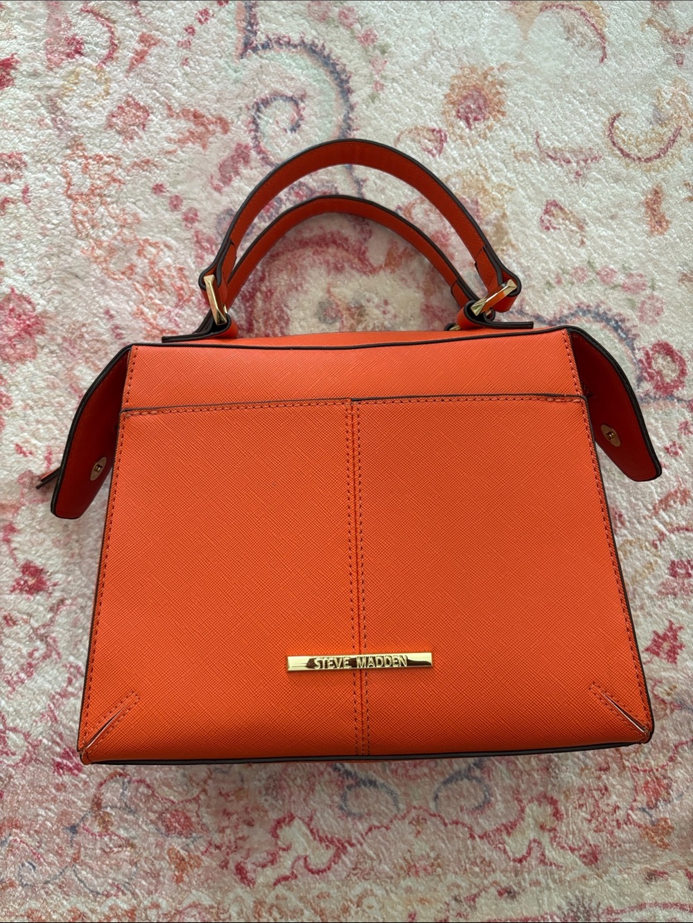 Steve Madden Orange Saffiano Top-Handle Satchel